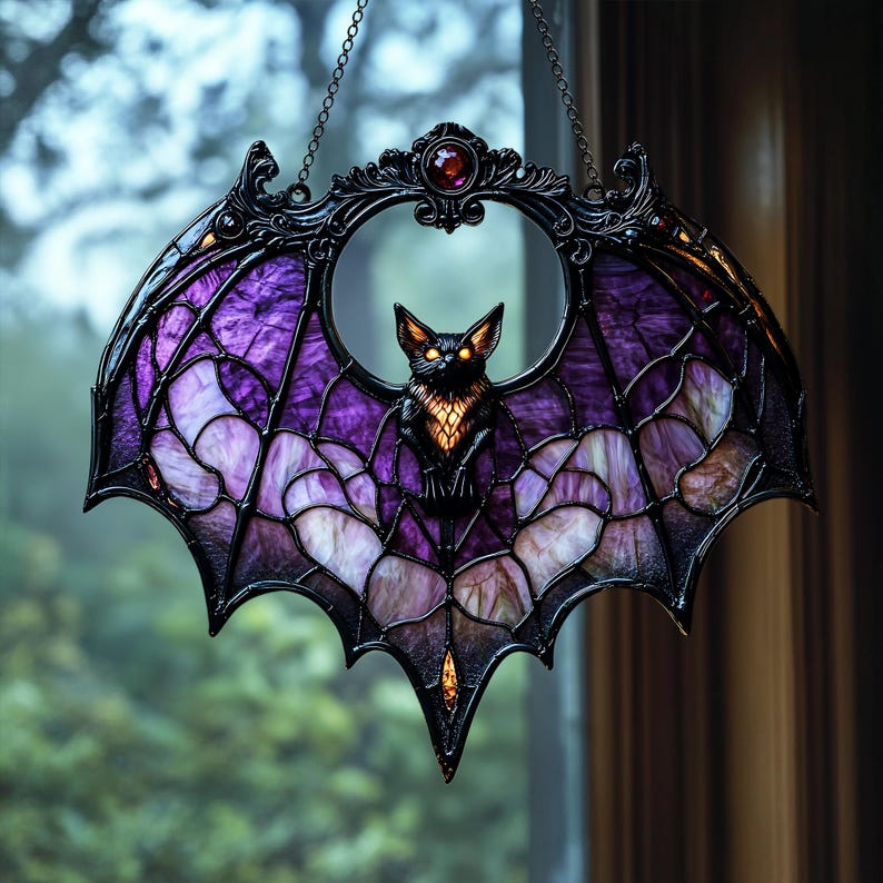 Halloween Mysterious Purple Bat Light Catcher