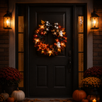 20 Inch Lighted Halloween Fall Wreath Warm - Spooky-Cute Charm for Your Front Door 🎃👻