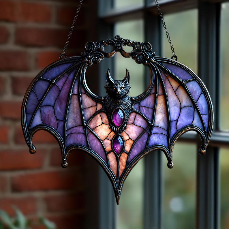 Halloween Mysterious Purple Bat Light Catcher