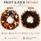 20 Inch Lighted Halloween Fall Wreath Warm - Spooky-Cute Charm for Your Front Door 🎃👻