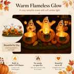 Lighted Ghost Pumpkin Campfire Decoration