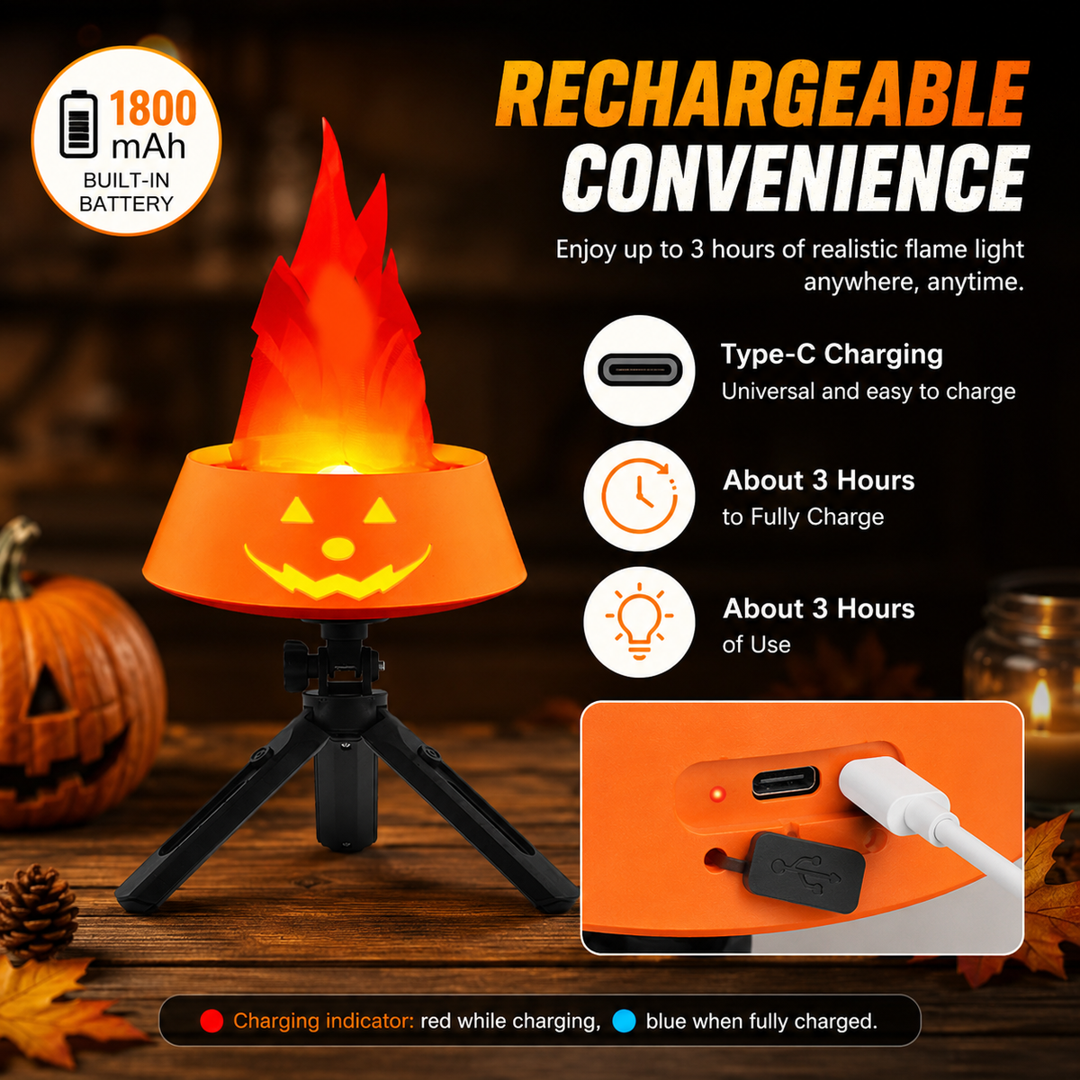 Halloween Pumpkin Simulation Flame Lamp