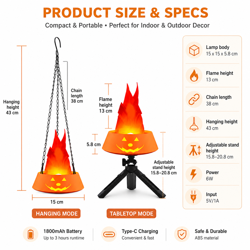Halloween Pumpkin Simulation Flame Lamp