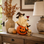 Ghost Wine Night Pumpkin Figurine