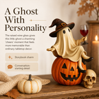 Ghost Wine Night Pumpkin Figurine