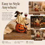 Ghost Wine Night Pumpkin Figurine