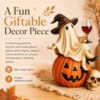 Ghost Wine Night Pumpkin Figurine
