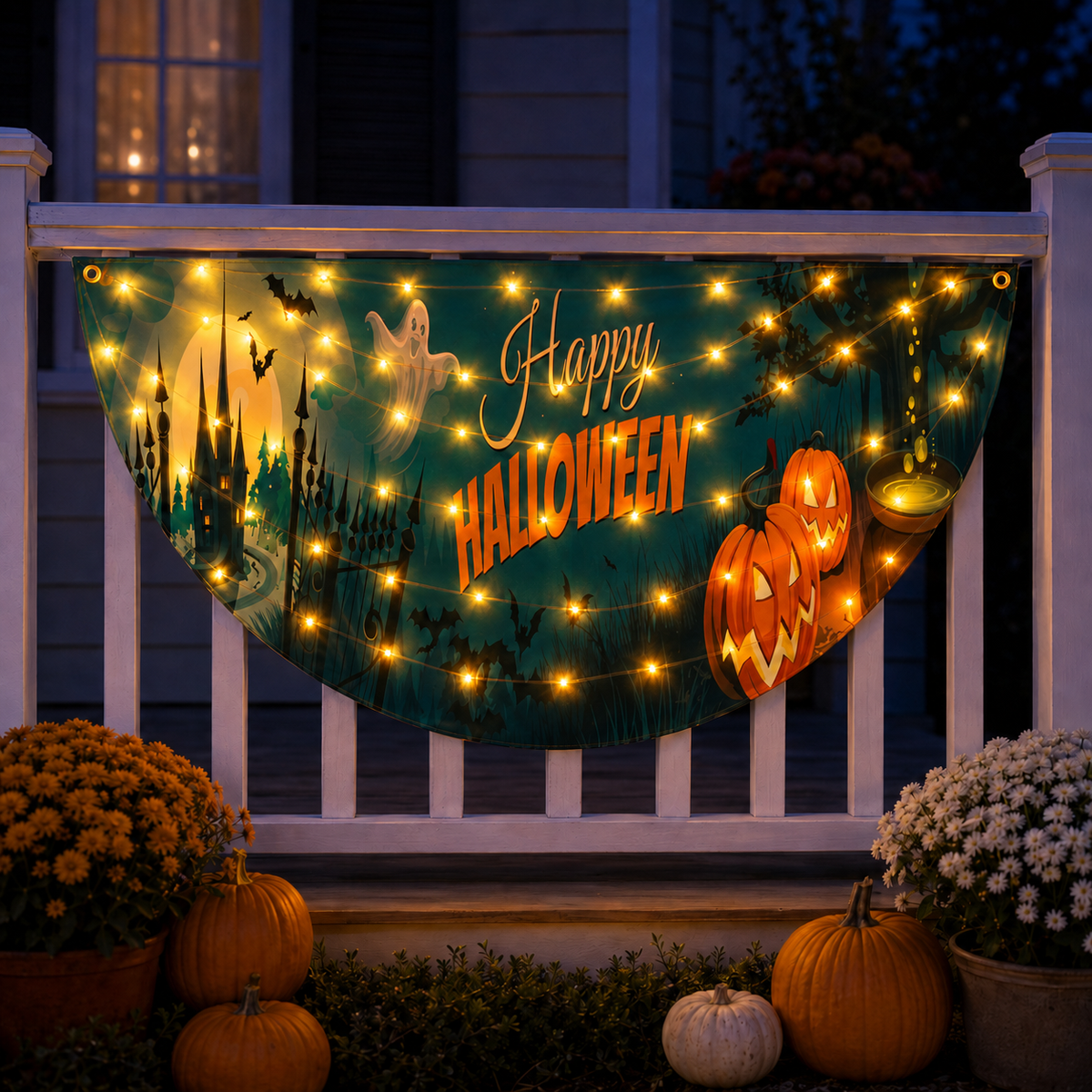 Lighted Halloween Fan Banner