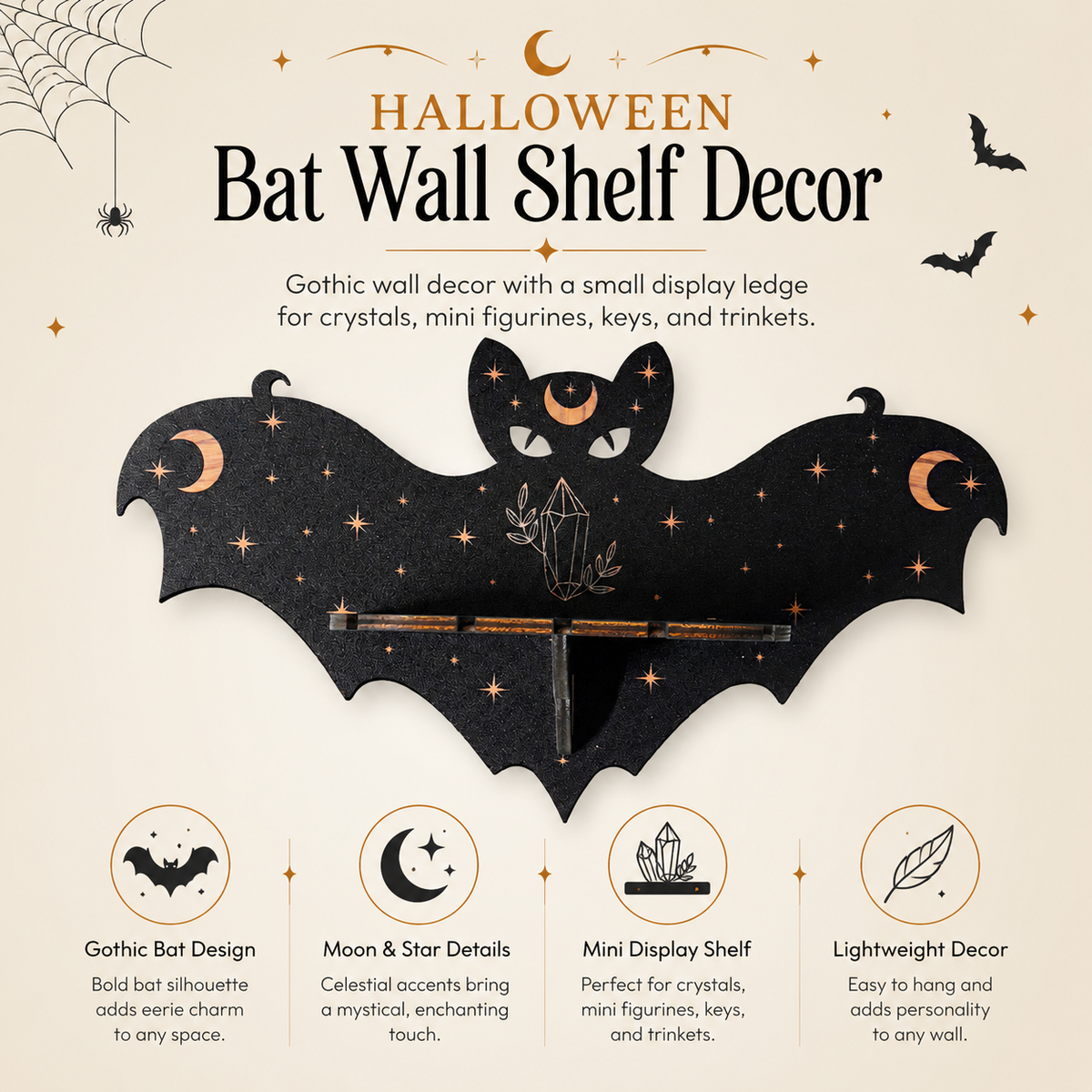 Halloween Bat Wall Shelf Decor