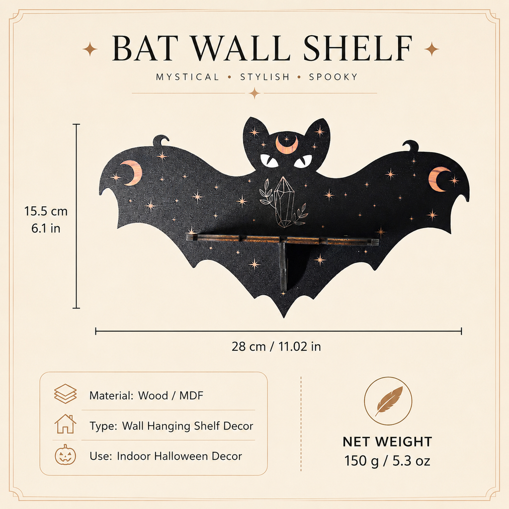 Halloween Bat Wall Shelf Decor