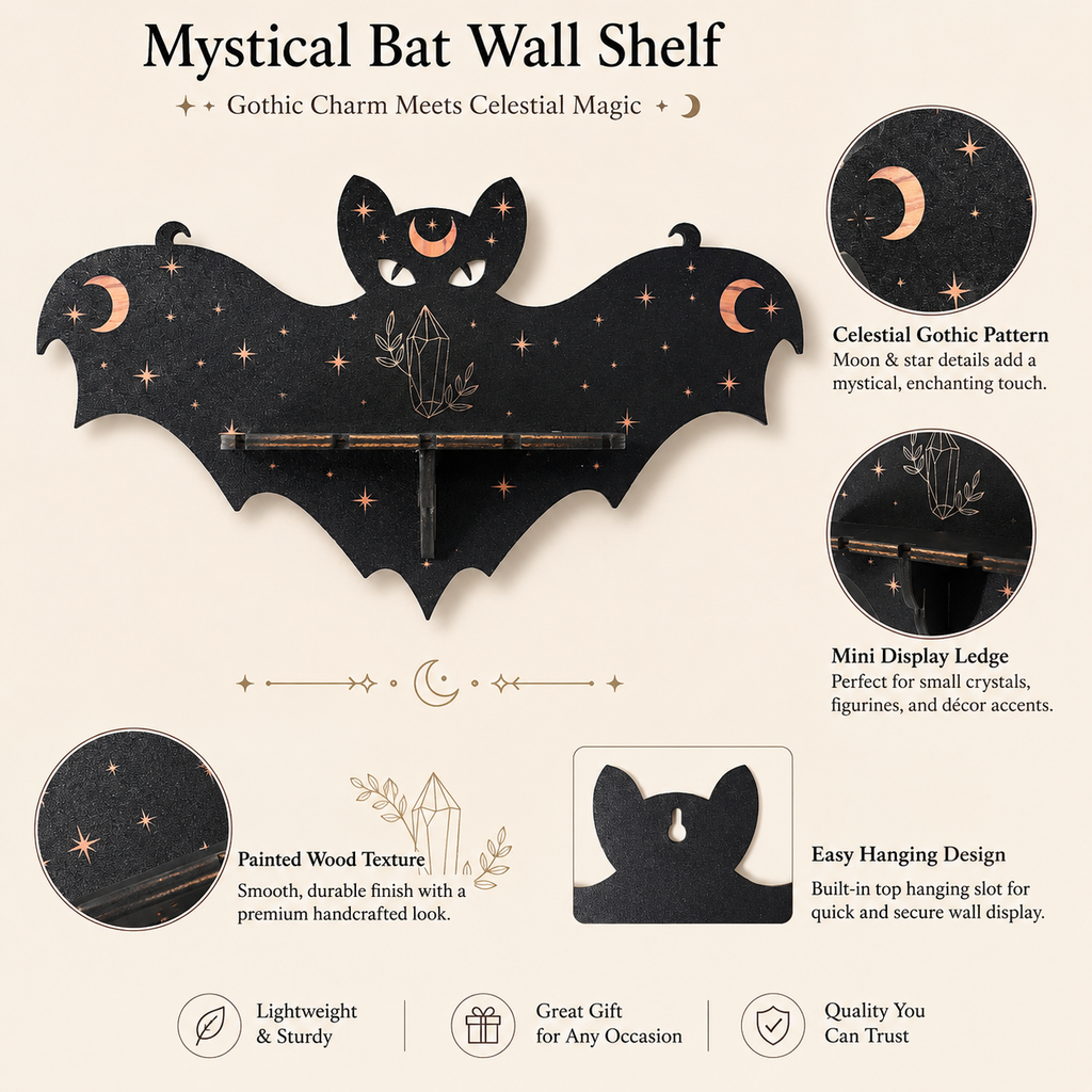Halloween Bat Wall Shelf Decor