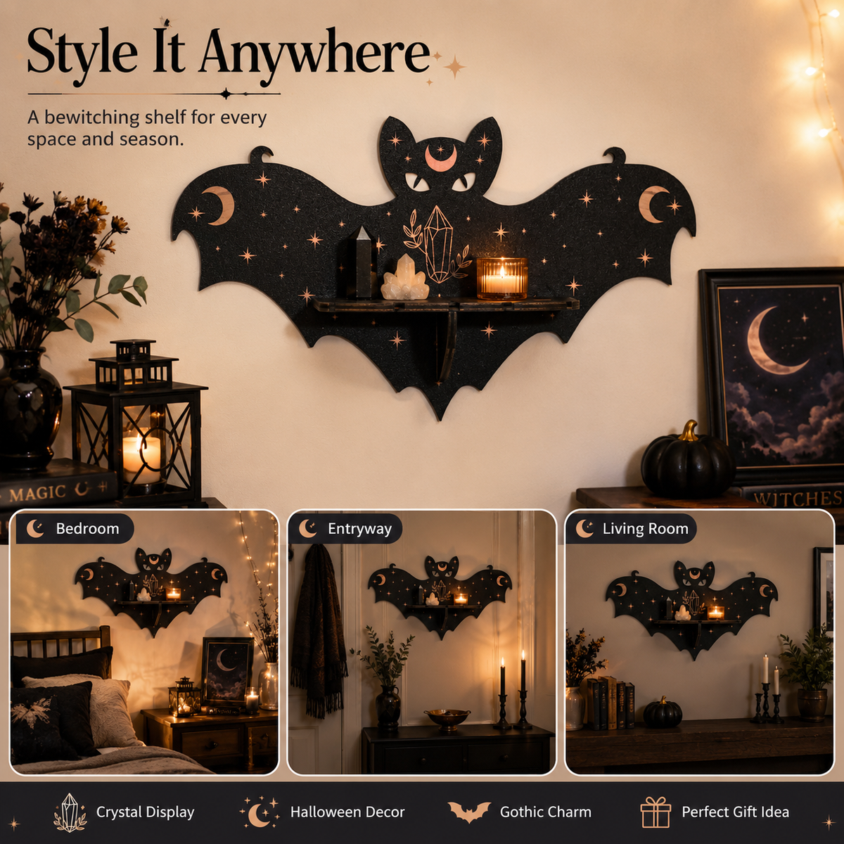 Halloween Bat Wall Shelf Decor