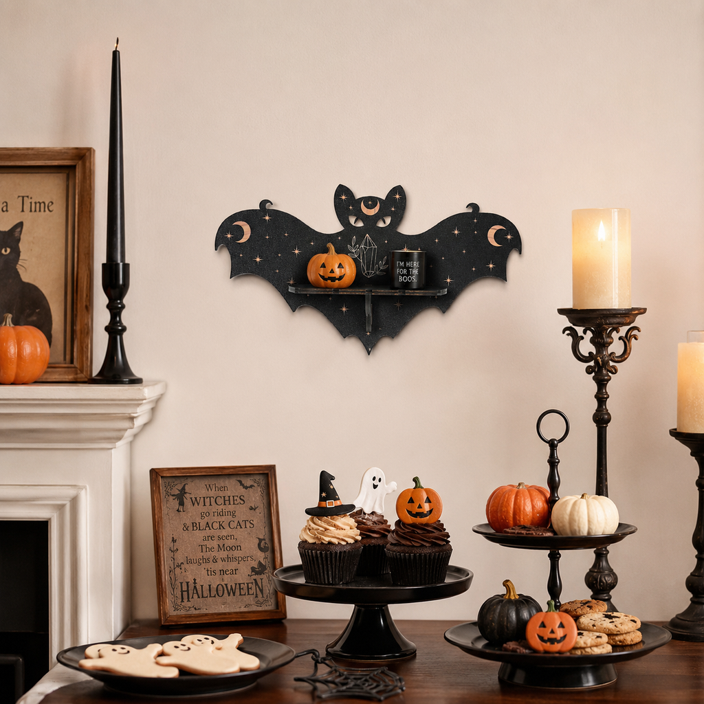 Halloween Bat Wall Shelf Decor