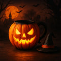 Halloween themed pumpkin mug (Including cup lid)