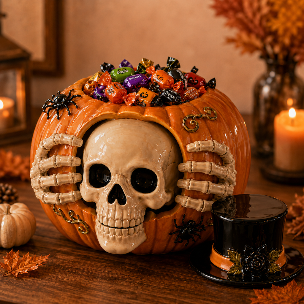 ƒTrick-or-Treat | Skull Pumpkin Candy Jar