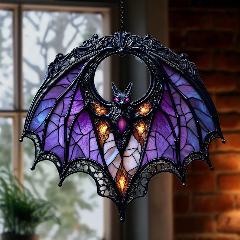 Halloween Mysterious Purple Bat Light Catcher
