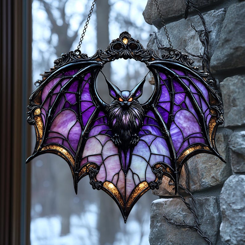Halloween Mysterious Purple Bat Light Catcher