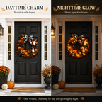 20 Inch Lighted Halloween Fall Wreath Warm - Spooky-Cute Charm for Your Front Door 🎃👻