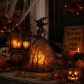 Vintage Lighted Witch Lantern Table Lamp
