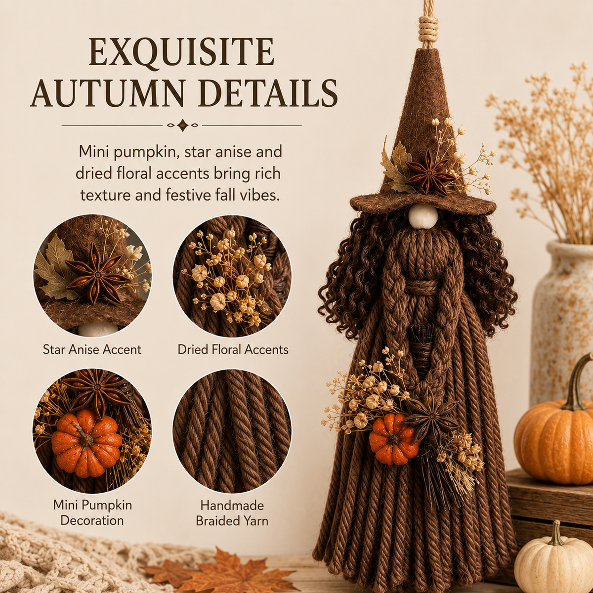 Halloween Hanging Witch Gnome Decor